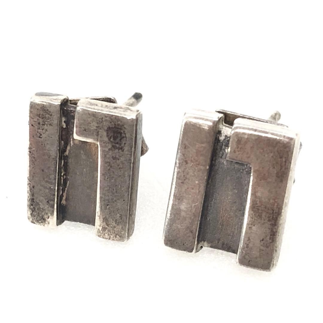GUCCI Earrings Ssterling Silver 925 Stud Type G Logo Motif Engraved 1cm x 0.8cm