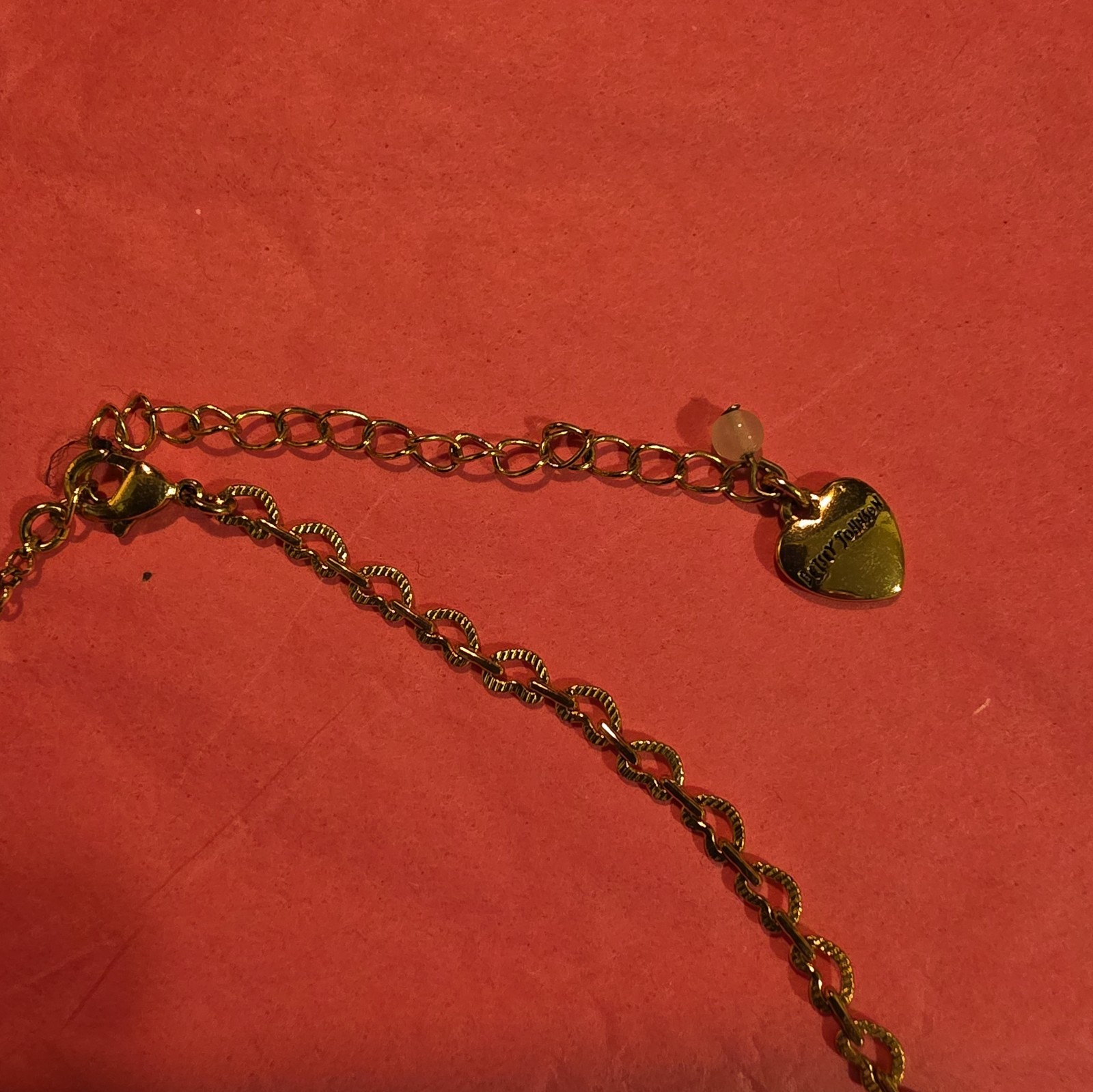 Betsey Johnson Lipstick Glitter Enamel Charm Retired Kiss Me Necklace Gold Tone