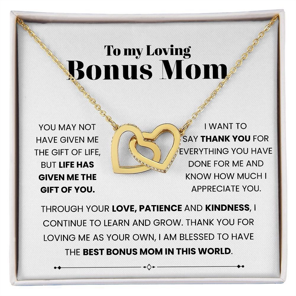 To My Bonus Mom linked hearts Necklace Meaningful Gift For birthday Mother’s Day