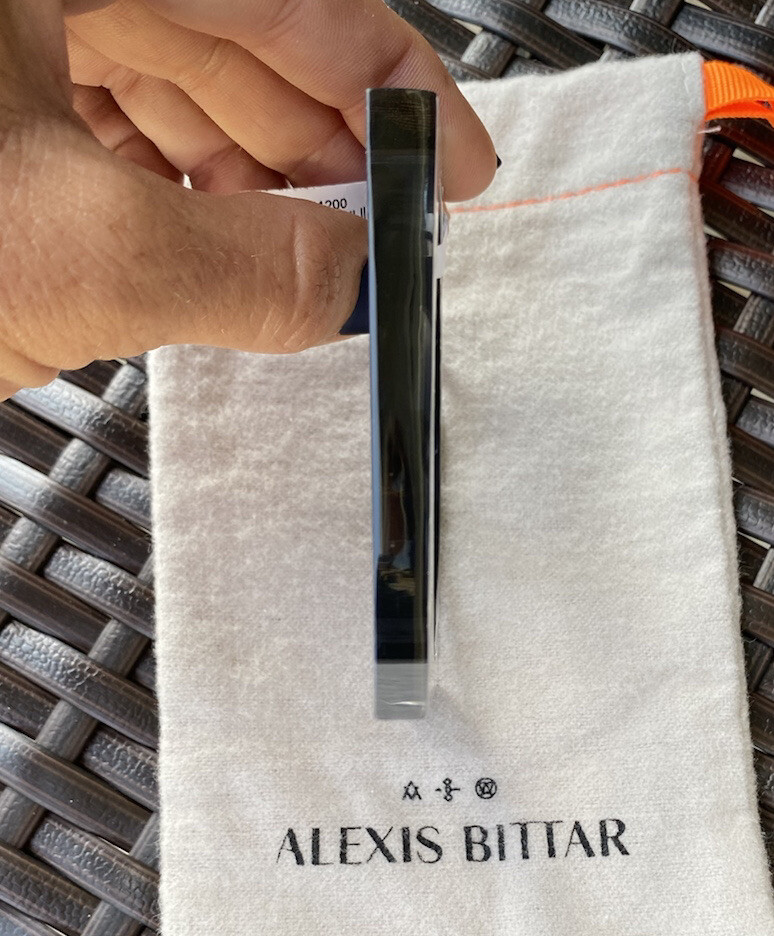 100% Authentic ALEXIS BITTAR ASYMMETRICAL PENTAGON Black Lucite BRACELET