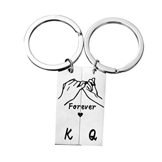 Stainless Couples Keychains Set Puzzle Matching Commemorative K Q Forever