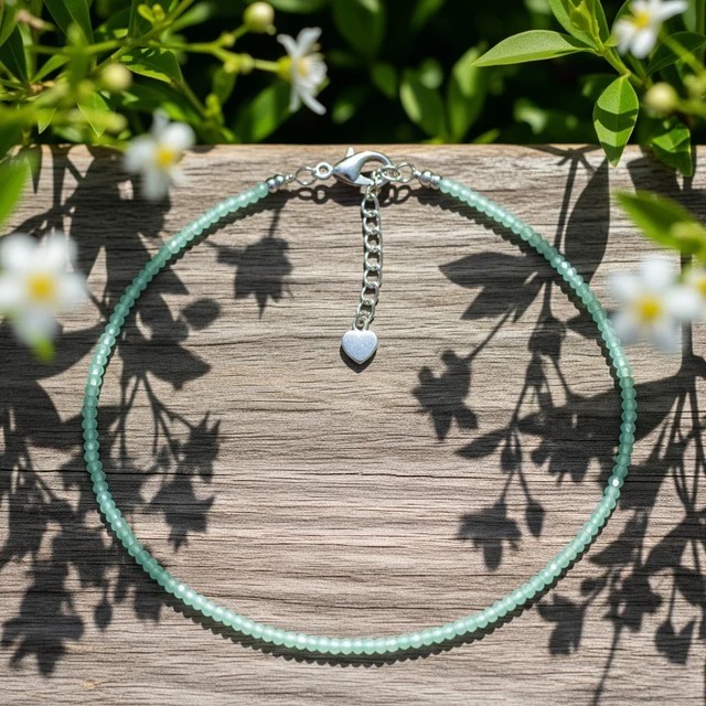 Amazonite Handmade Necklace 3mm Faceted Bead Choker Healing Crystal Gifts