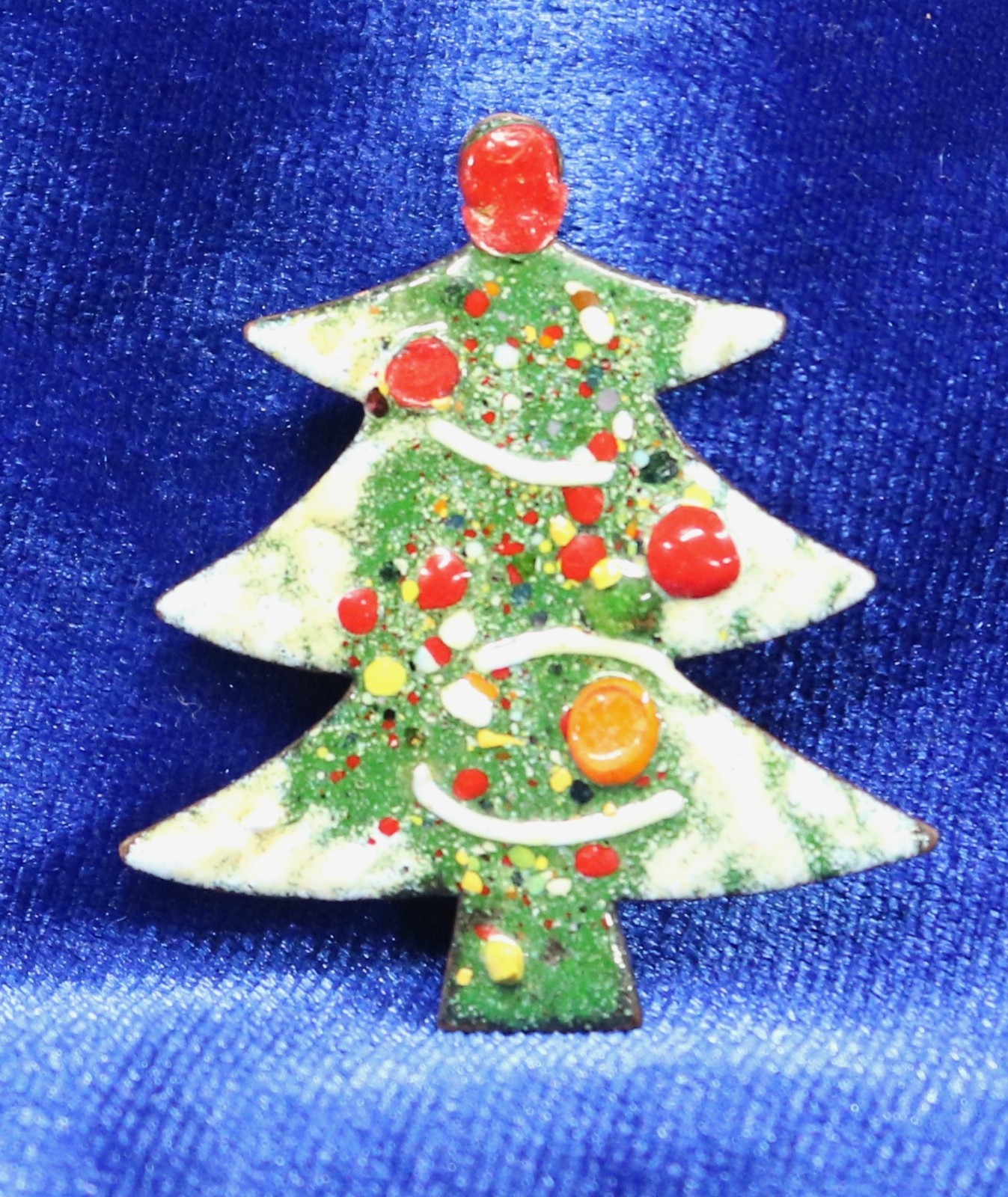 Vtg ENAMEL CHRISTMAS TREE Brooch/Pin Unique