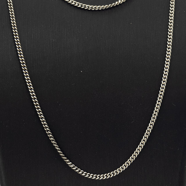 Extra long vintage silver curb chain