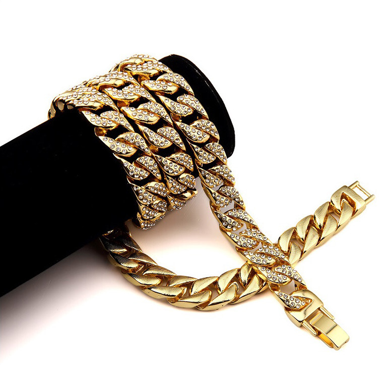 Hip Hop Men Quavo Gold Iced 15mm 16”-30” Miami Cuban Choker Chain Necklace