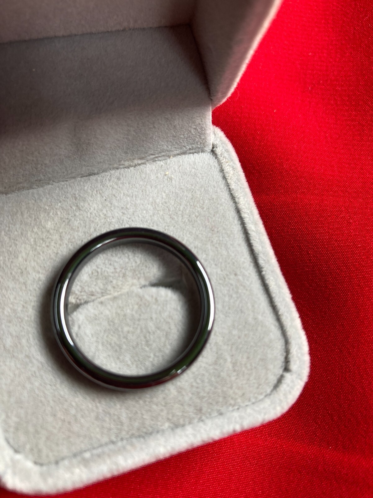 Hematite Ring Grounding Stone Protection and Stability Thin Band Size 11.5