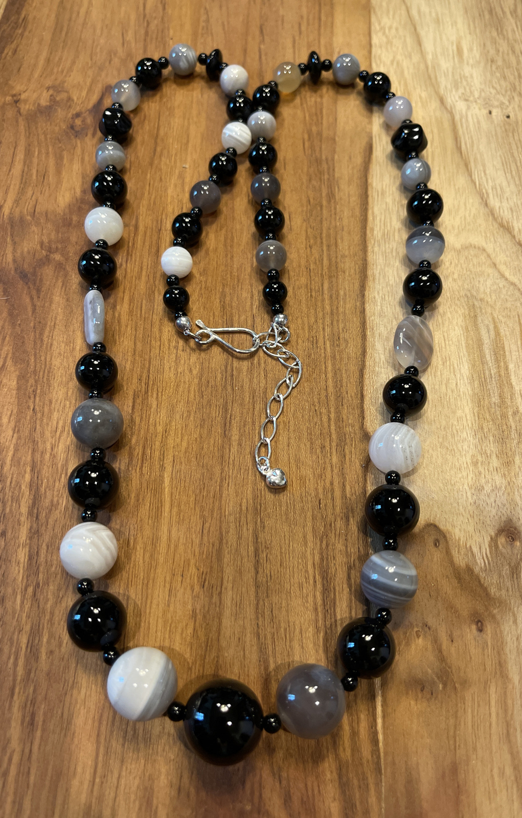 Designer Stunning Mixed blacks whites Beaded Agate necklace