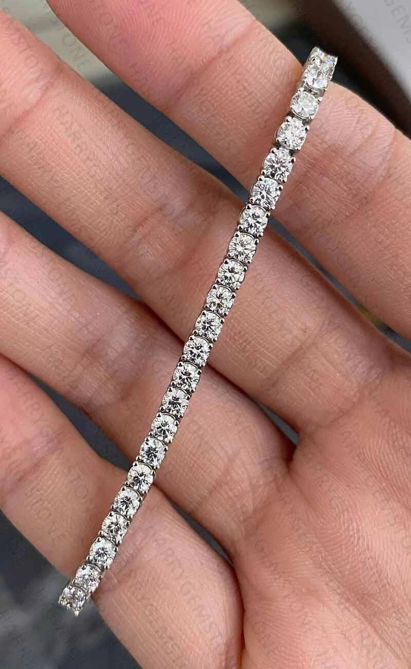 Round Cut 6.0Ct Moissanite Daily Wear Tennis Bracelet in 14K White Gold Plated