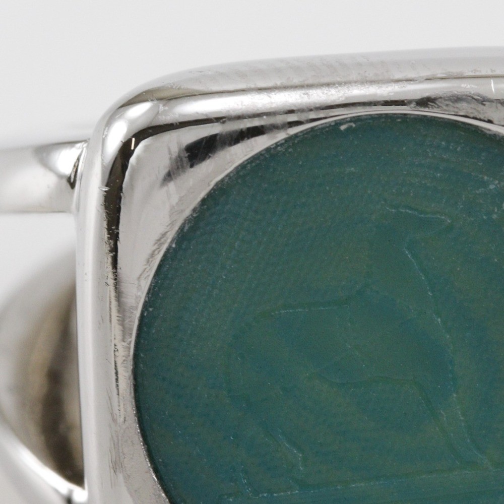 HERMES Corozo Ring Silver/Green metallic #5.6(US Size) 10.1g Women
