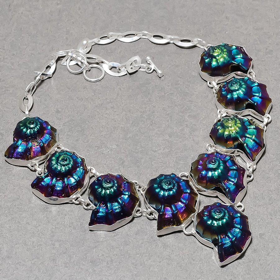 Ammolite Fossil Gemstone Handmade Fashion Ethnic Jewelry Necklace 18″ SR 6842