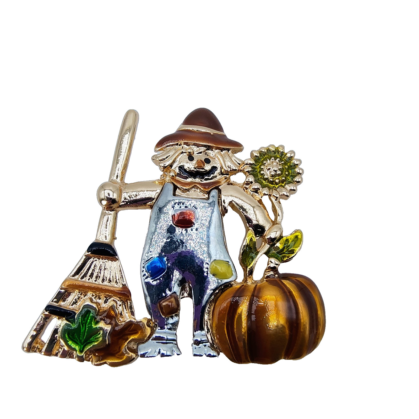 Halloween Scarecrow Brooch Pin Spooky Season Fall Harvest Autumn Pumpkin