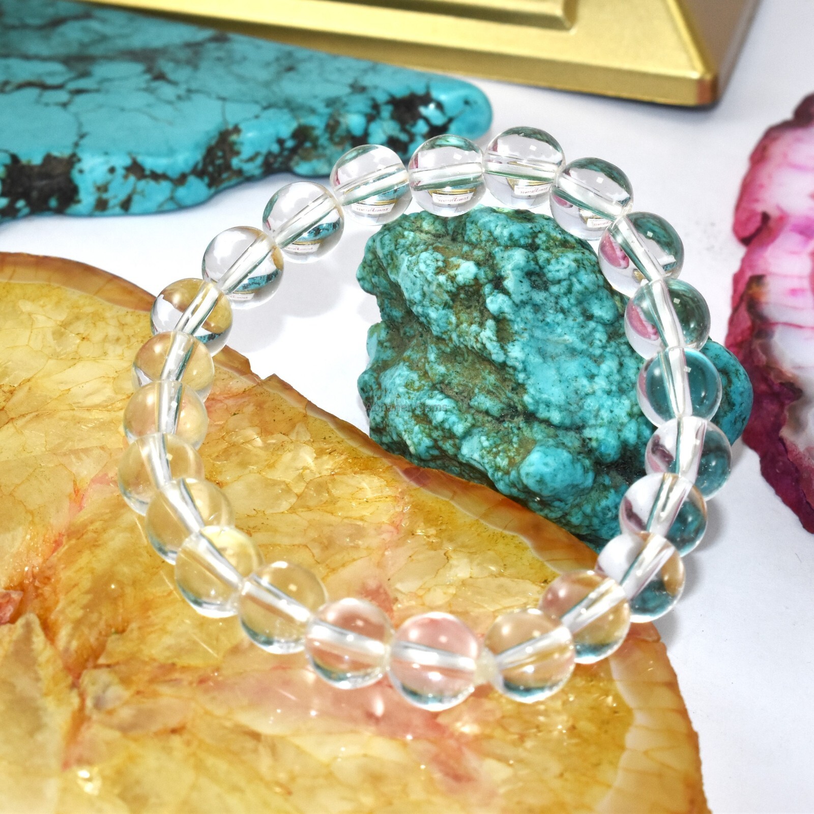 Authentic Clear Quartz Crystal Meditation & Yoga Bracelet Smooth Plain Pure Soul