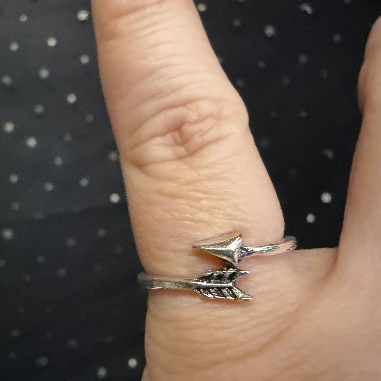 Arrow Wrap Ring Size 7.25, Silver Tone Western Ring
