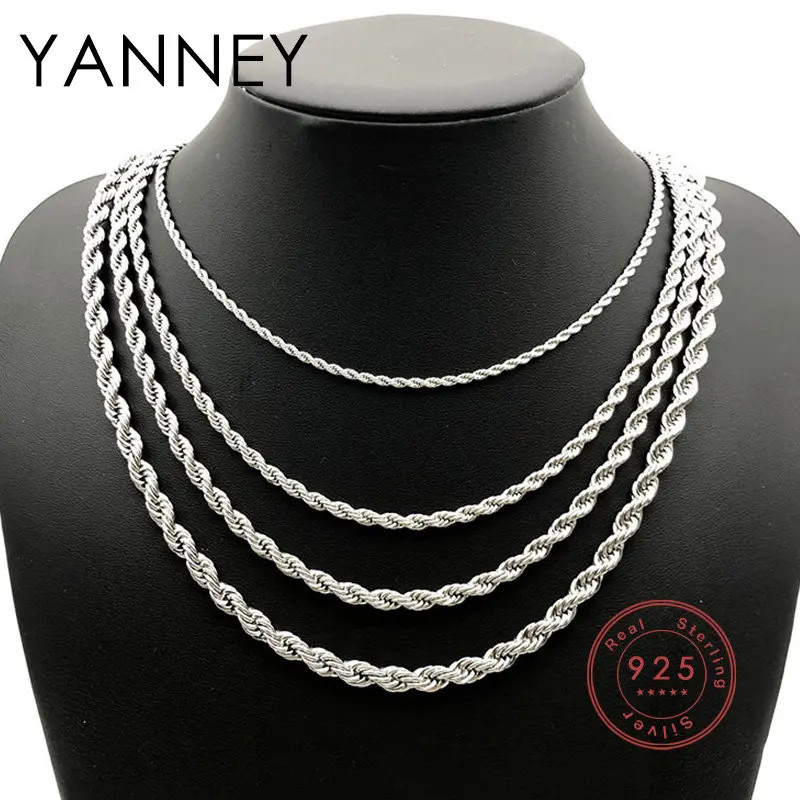 Rope Chain Necklace 925 Sterling Silver 2-4mm 40-60cm Lobster Clasp Jewelry