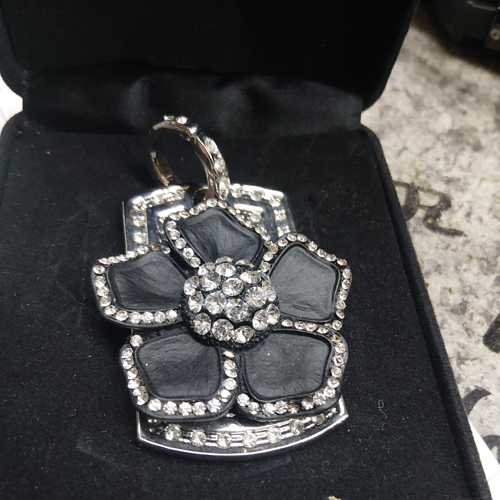 CZ Dog Tag Pendant Mens Womens Bling Charm Silver Tone Metal Pave Bling Gift