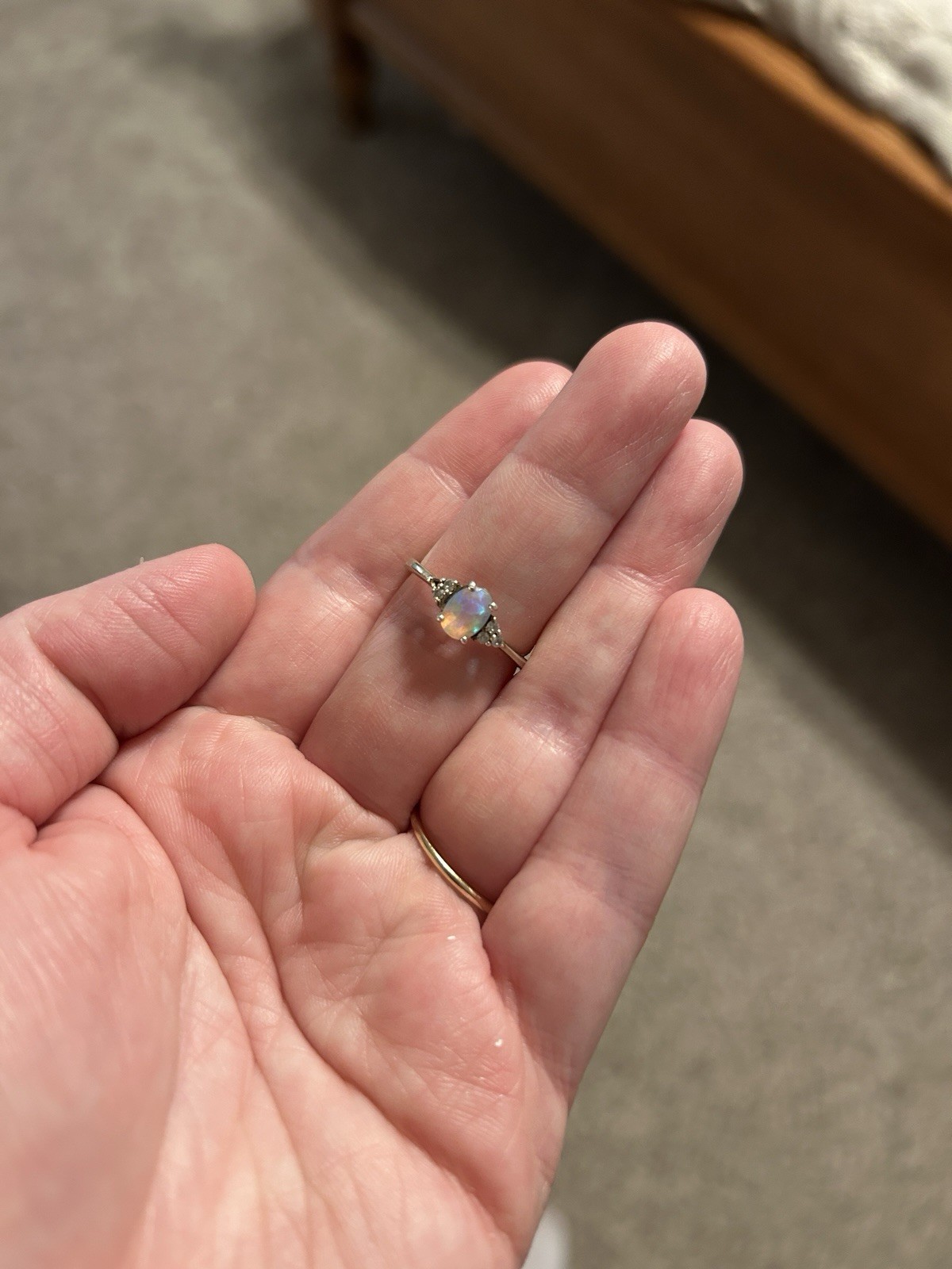Faux Opal Ring With Faux Diamonds *Read Description*