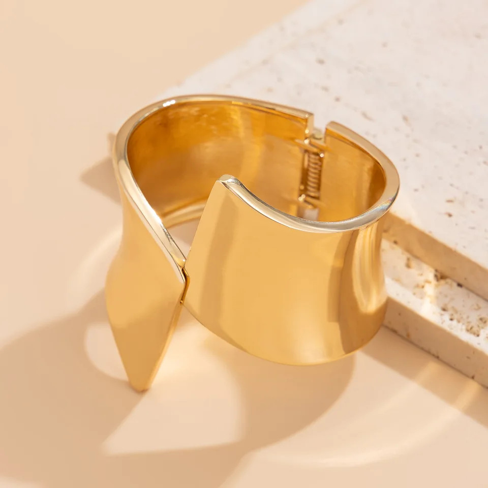 Alloy Open Cuff Bangle Bracelet Irregular Chunky Wide Silver Gold Tone Jewelry