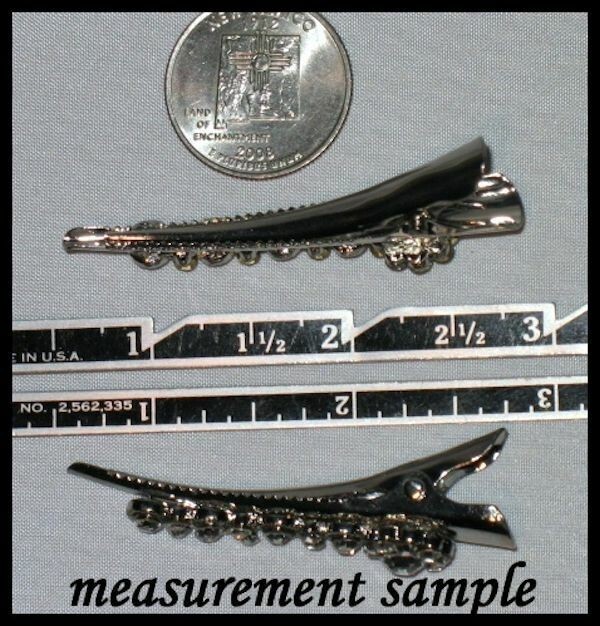 4 PCS SMALL SILVERTONE METAL HAIR CLAMPS CRYSTALS FREE USA SHIPPING