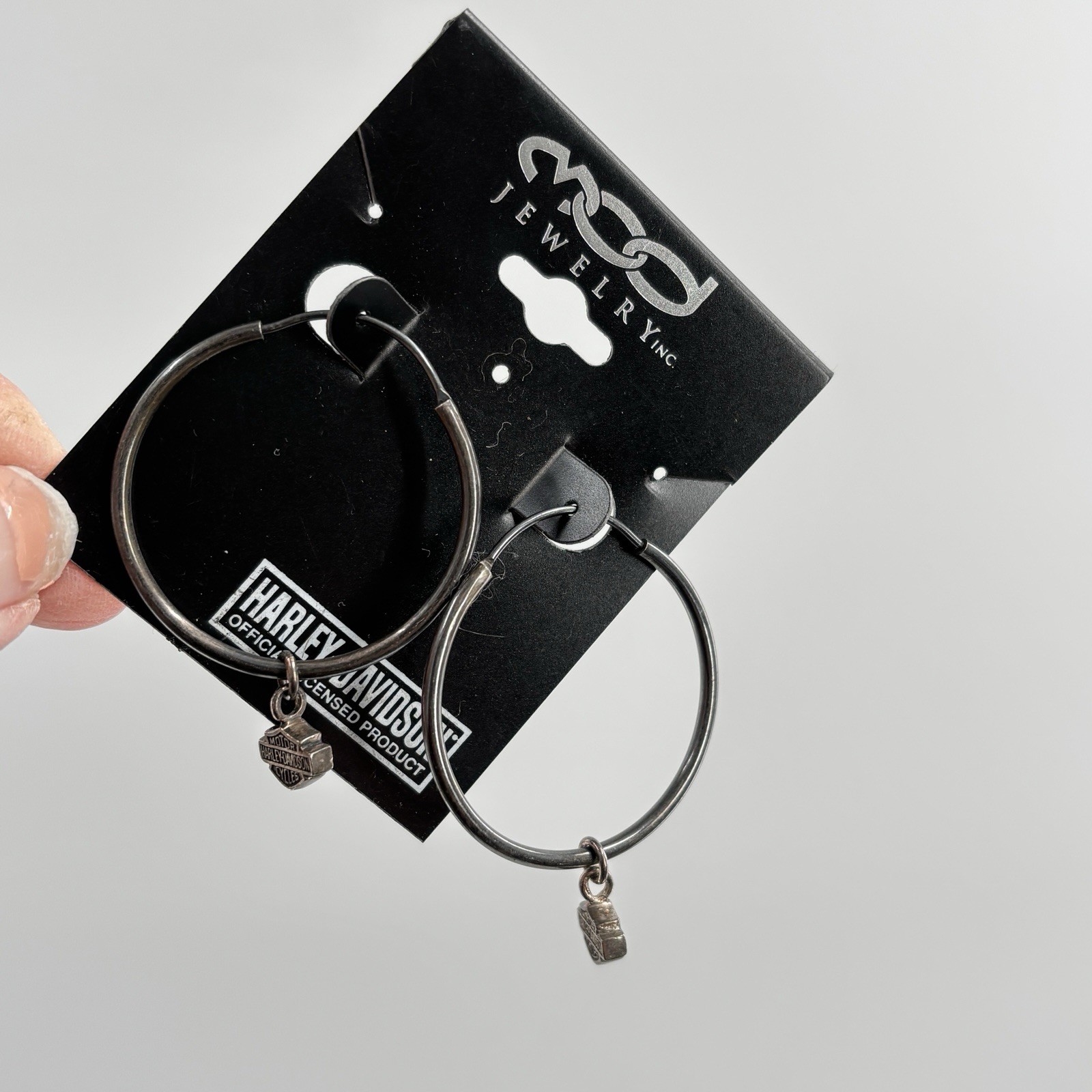 Harley-Davidson Women’s Medium Bar & Shield Logo Hoop Earrings