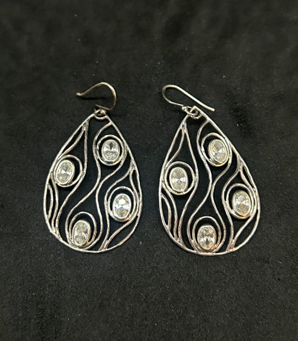 925 Sterling Silpada White Crystal Drop Earrings 2in – 7.8g