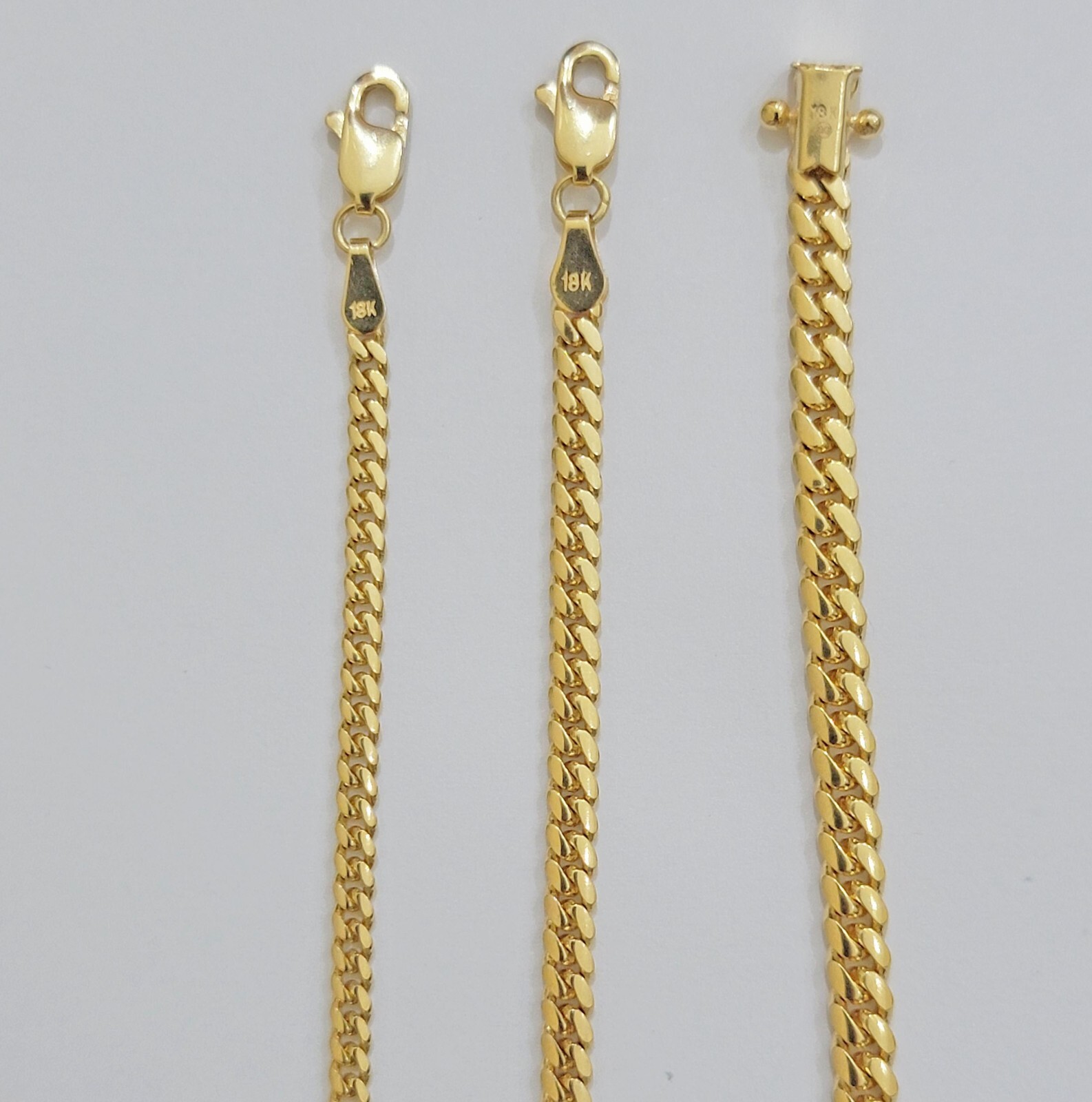 Solid 18k Gold Chain Necklace Miami Cuban Link 2.5mm-4mm 18″-26 Inch Real 18kt