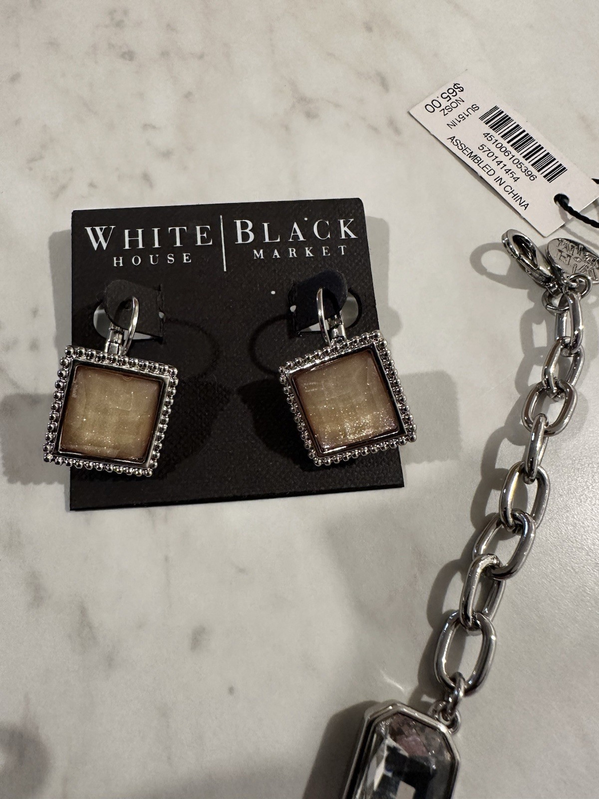 White House Black Market Silver-Tone Pink Crystal Collar Necklace