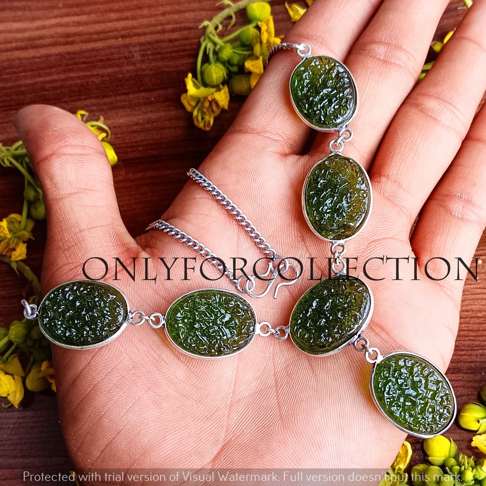 Moldavite Glass Gemstone 925 Sterling Silver Plated Women Bezel 1 PC Necklace