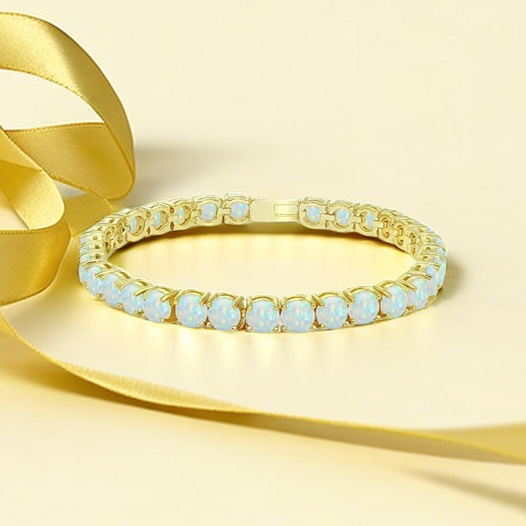 Hawaii White 8mm Opal Round Bracelet 925 Sterling Sliver Jewelry For Women Girls