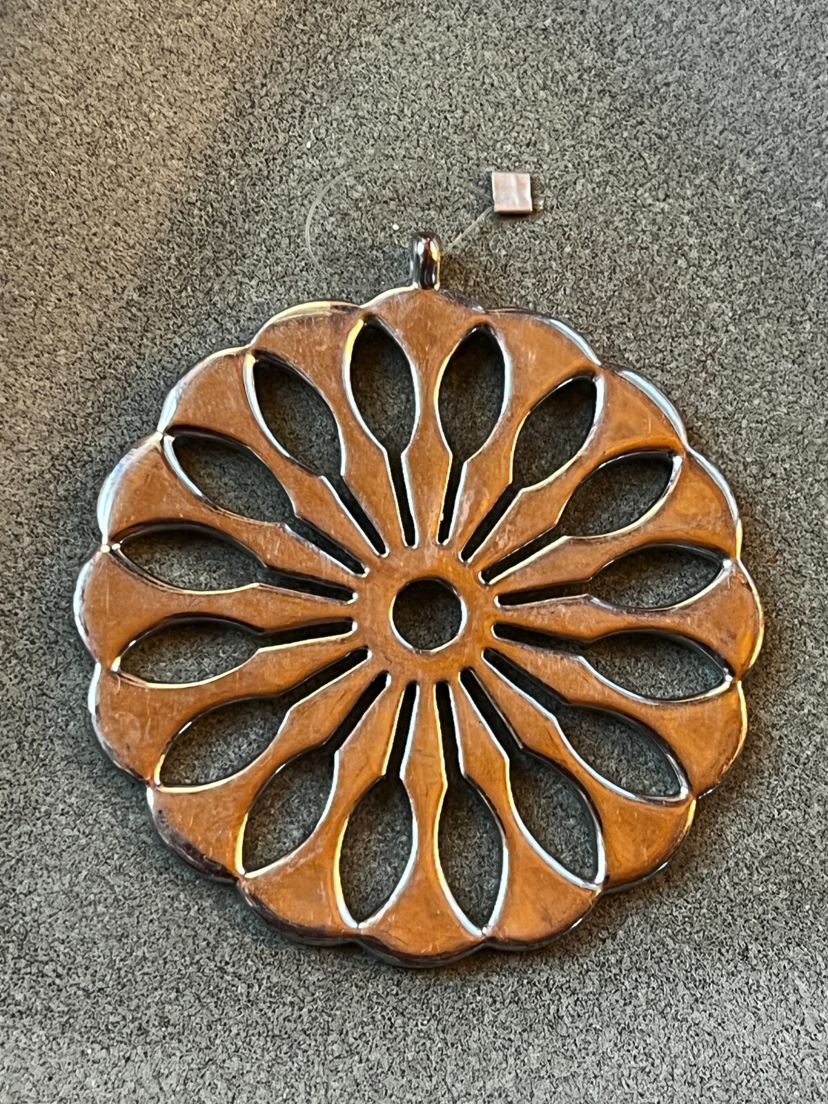 Large Silvertone Cut-Out Abstract Flower Pendant – 2 and 1/8th’s inches in diame