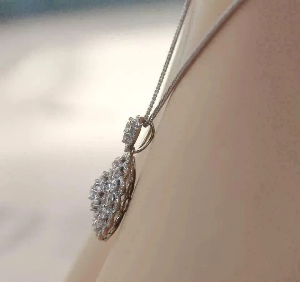 2Ct Round-Cut Lab Created Diamond Necklace Pendant 14k White Gold Plated