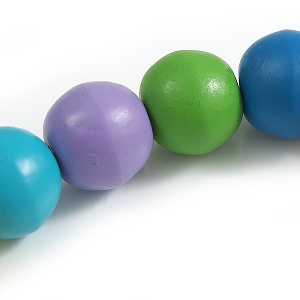 Chunky Multicoloured Round Bead Wood Flex Necklace – 44cm Long/ 20mm Diameter