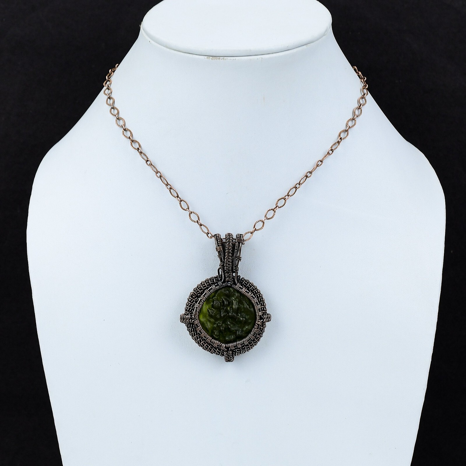Women Day Sale Moldavite Wire Wrapped Pendant Copper Jewelry For Women 2.36″