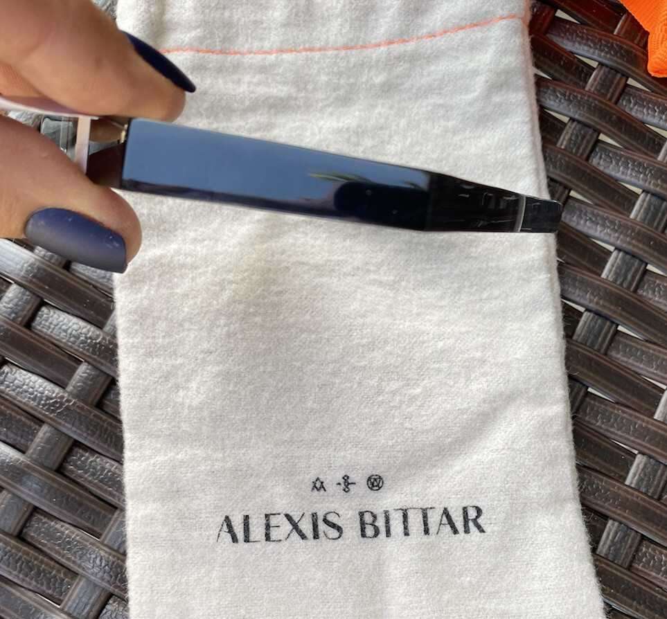 100% Authentic ALEXIS BITTAR ASYMMETRICAL PENTAGON Black Lucite BRACELET