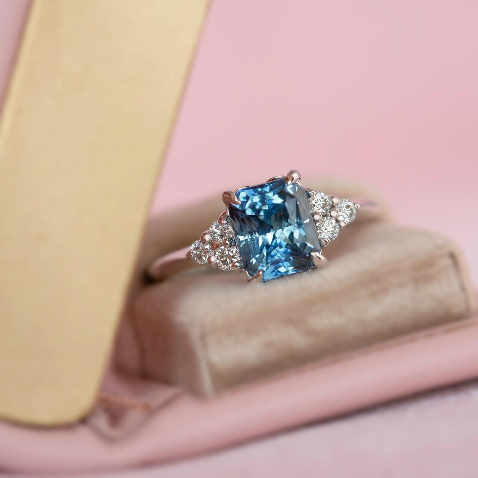 Blue Topaz Ring Moissanite ring 925 silver ring Wedding Ring Gift For Her