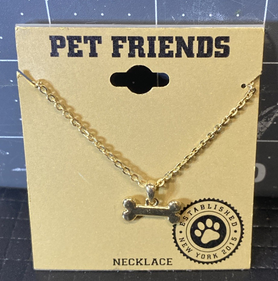 Pet Friends Jewelry Goldtone Necklace w Dog Bone Pendant