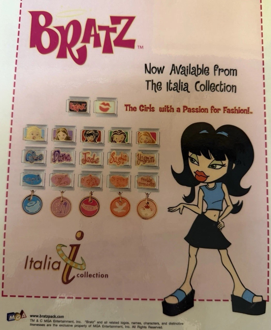 #1/3 BRATZ “JADE” “KOOL CAT” Face ORIGINAL Italia CHARM Collection Link 9mm
