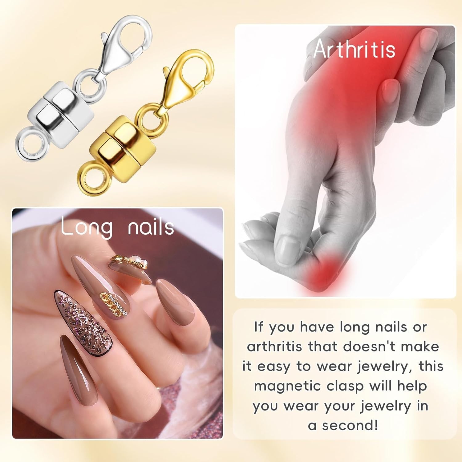 Versatile Magnetic Necklace Extenders – Gold & Silver Lobster Clasps for Jewelry