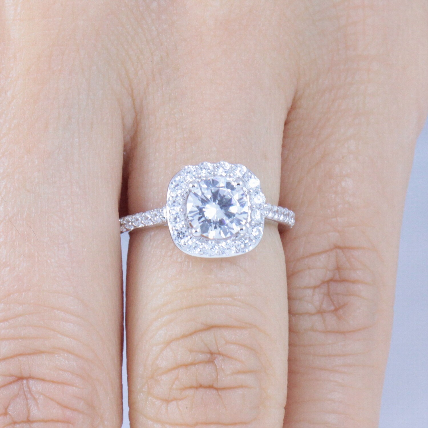 925 Sterling CZ Halo Silver Engagement Wedding Band Ring Women Size 2.5-15 SA52E