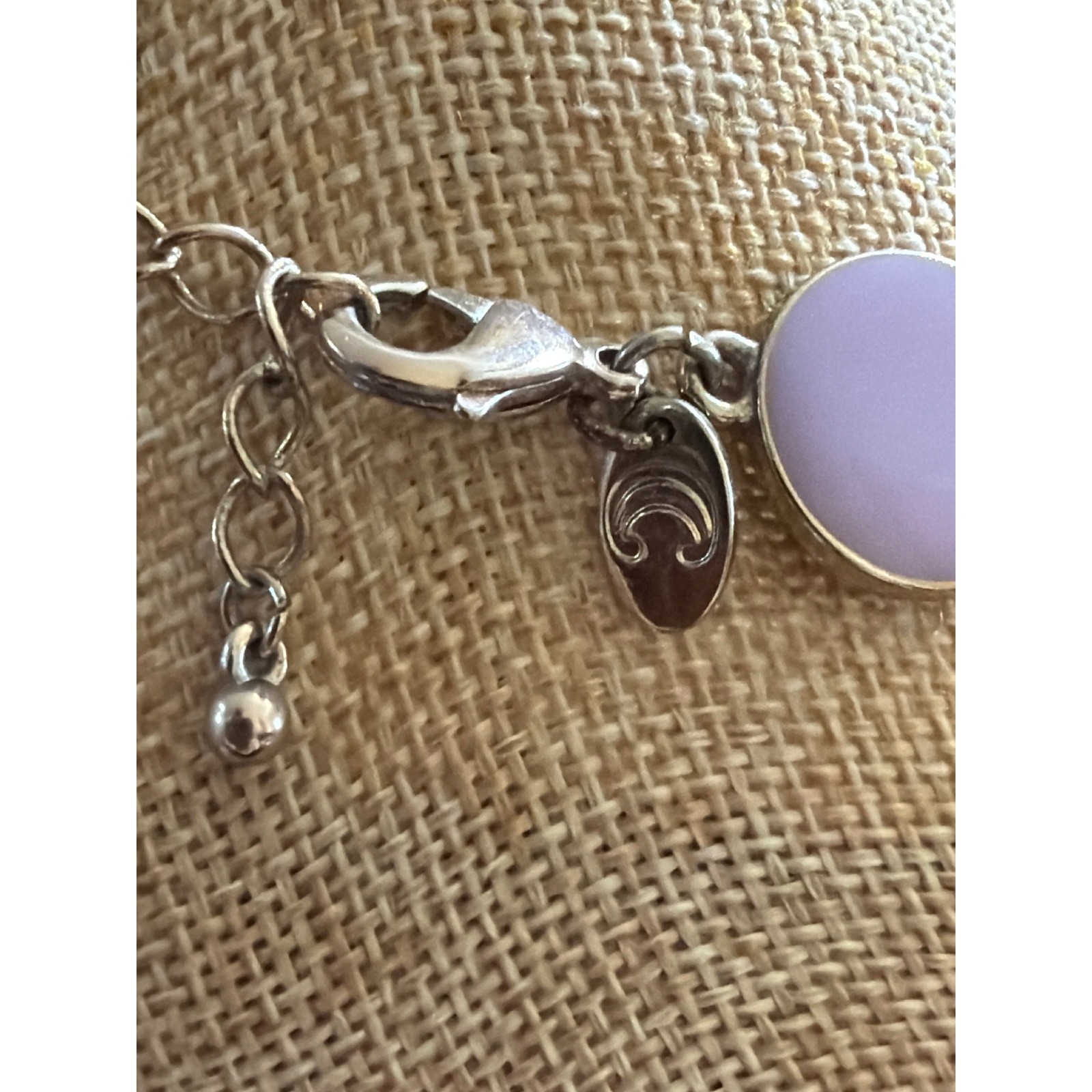 Lavender Enamel Graduated Disc Bib Necklace Silver Tone Adjustable Mod Retro