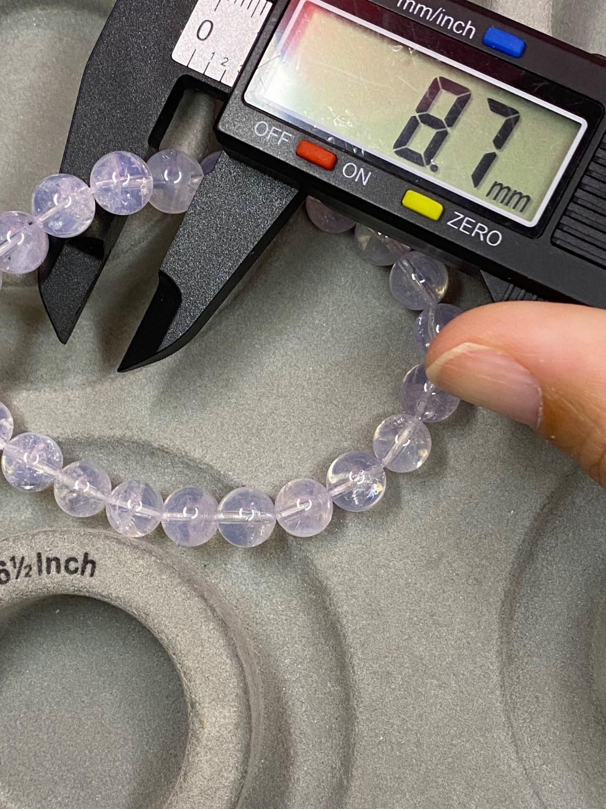 Natural Lavender Moon Quartz Beaded 8.7mm Crystal Bracelet 7 Inch Stretch Fit
