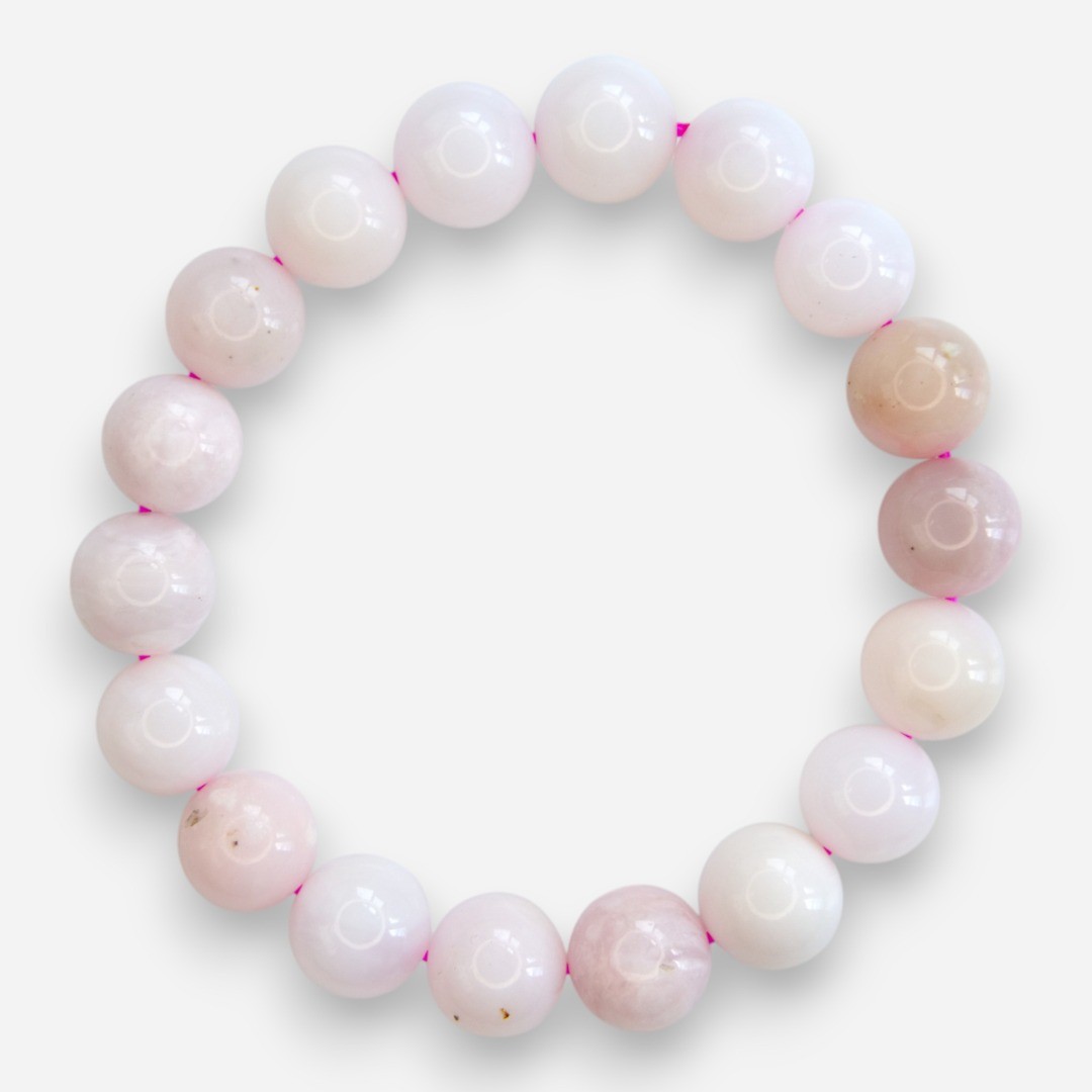 Pink Opal 10mm Natural Gemstone Bracelet 6-9” Elasticated with Box