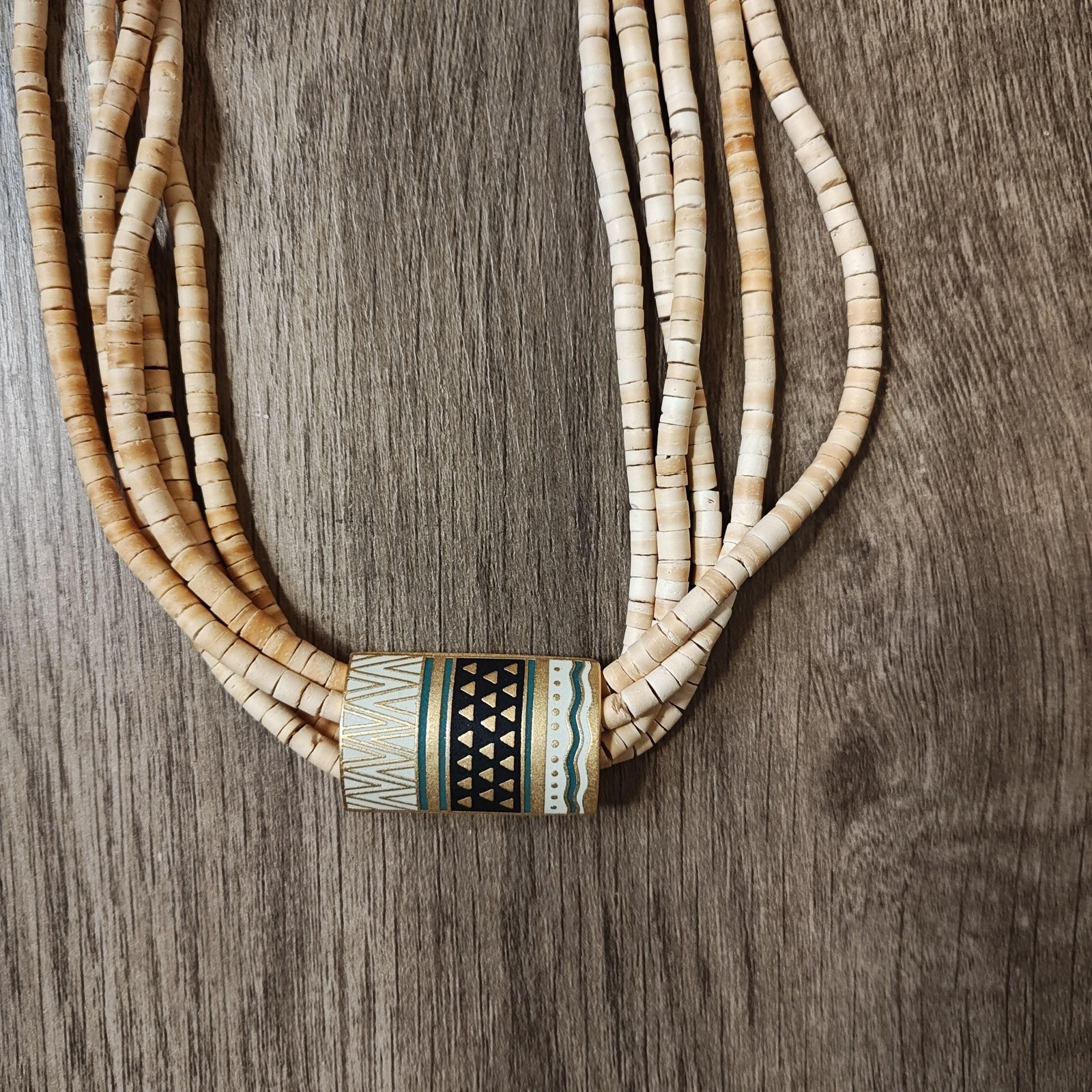 Vintage Laurel Burch Umbia Necklace Earrings Set Tribal Geometric Multi Strand