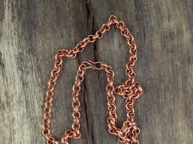 100%Pure Solid Copper 3 Line Design Women And Men Chain Necklace Copper CPN1
