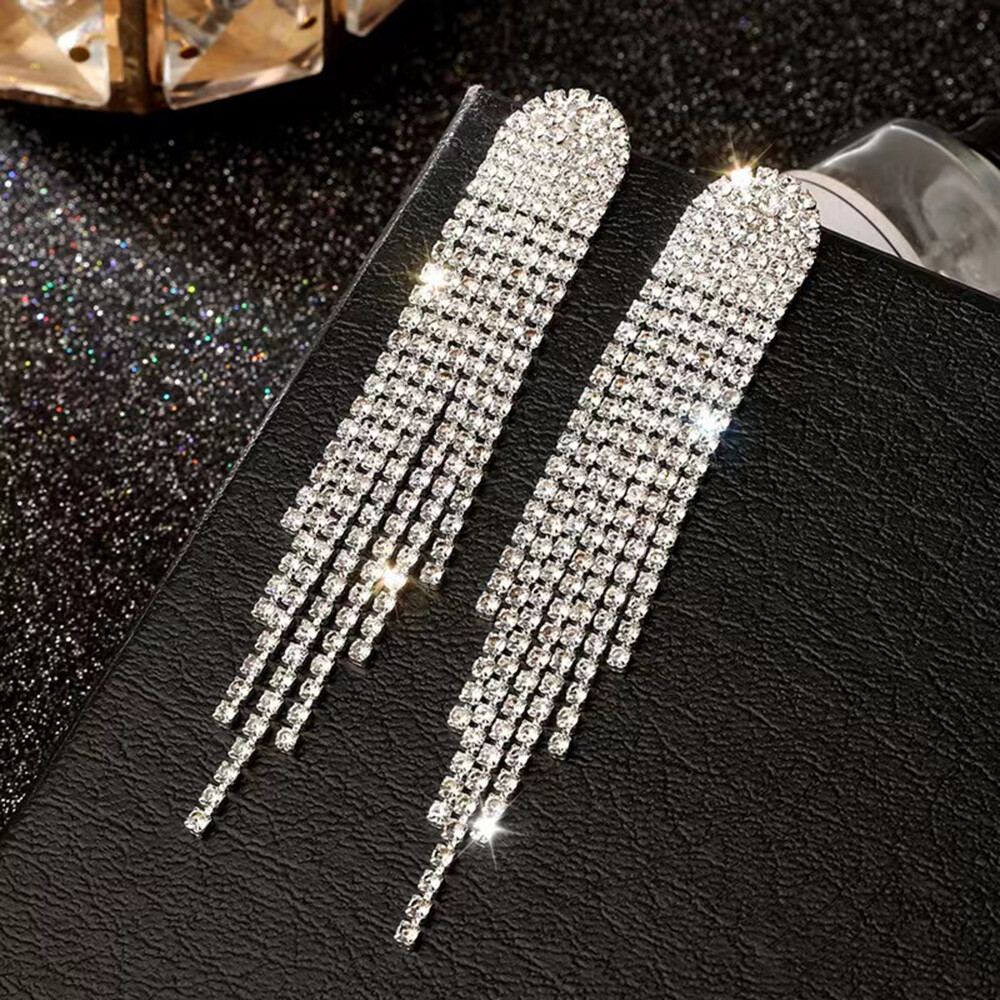 1 Pair Tassel Earring Ear Studs Pendant Silver Dangle Punk Drop Earrings Jewelry
