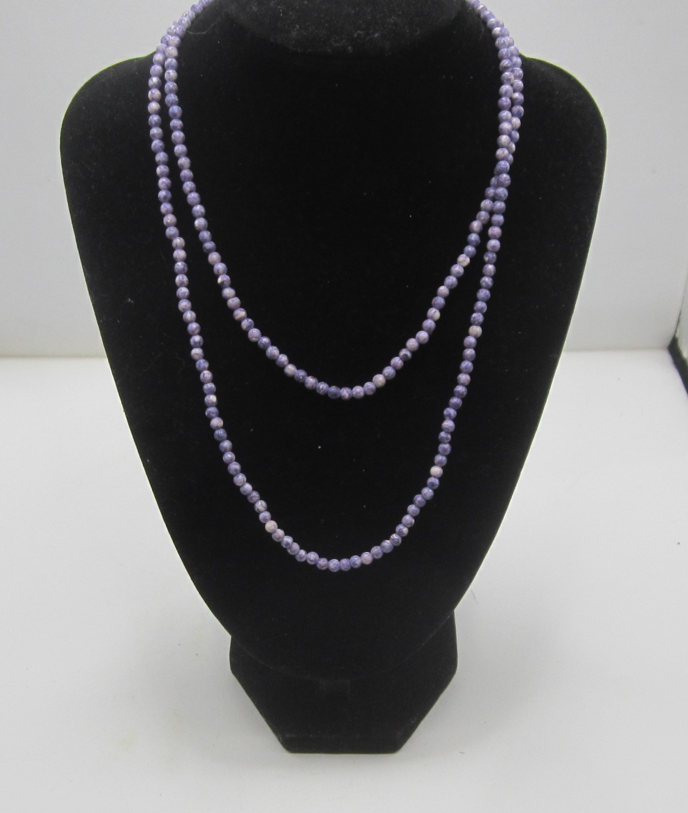 Purple Small Stone Bead Necklace 35”