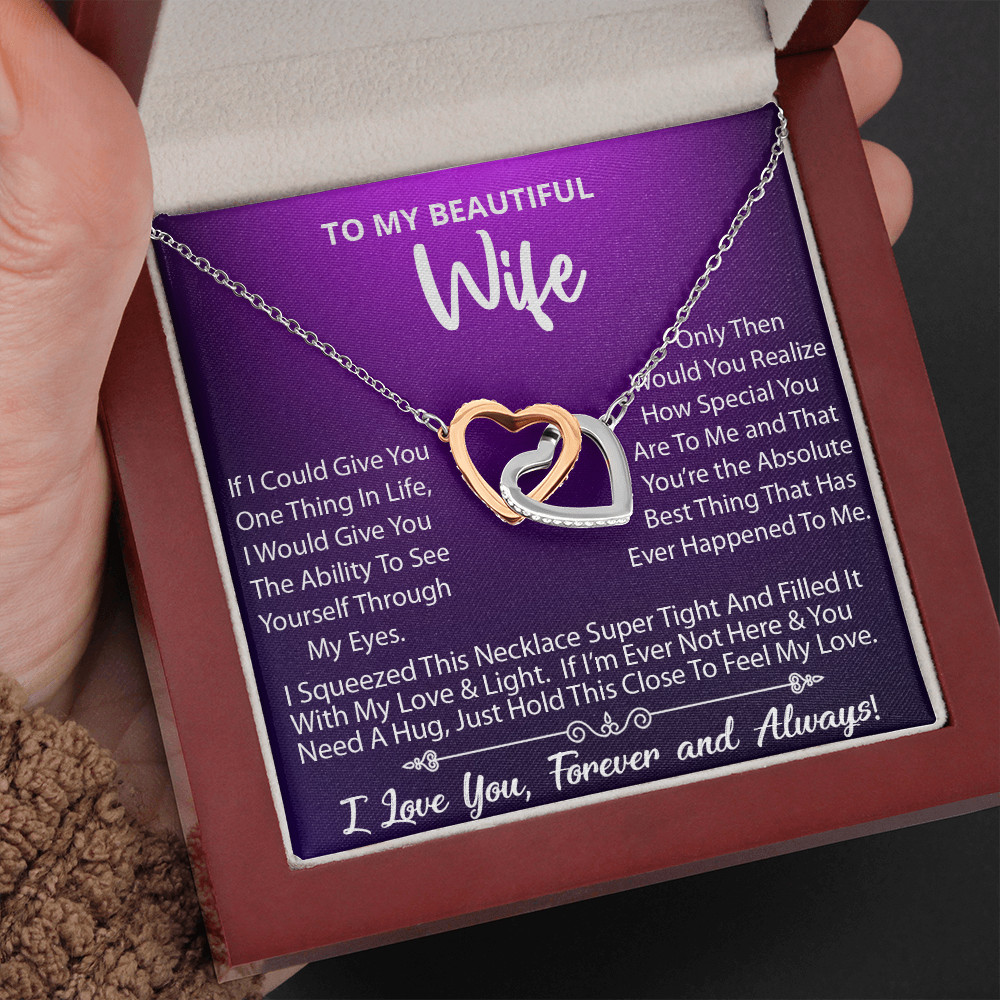 To My Wife Necklace, Wife Birthday Anniversary Gift, Heart Pendant Gift For Wife
