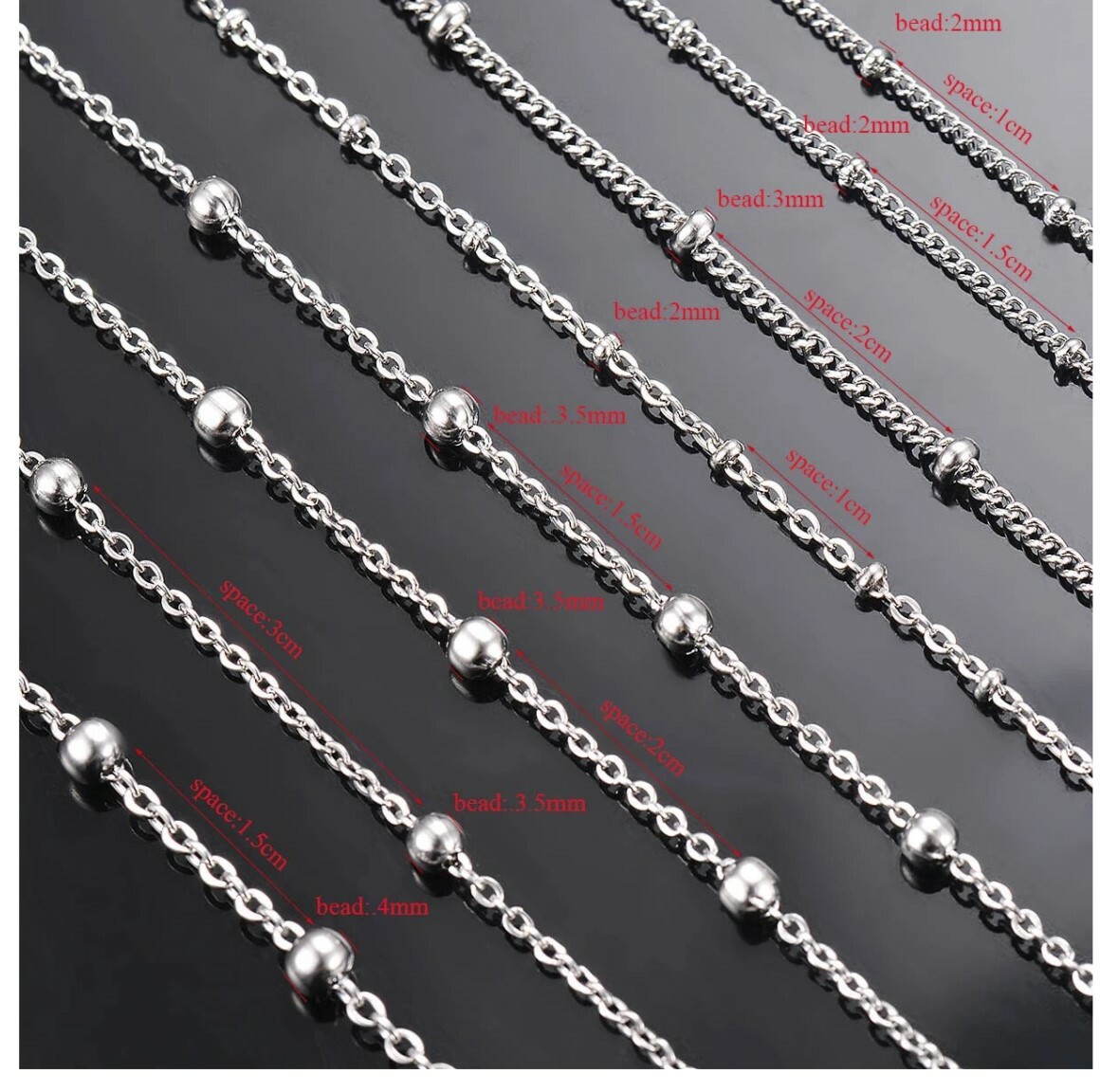 Stainless Steel 70 cm ( 27.6 Inch) Link Single Ball Chain Necklace
