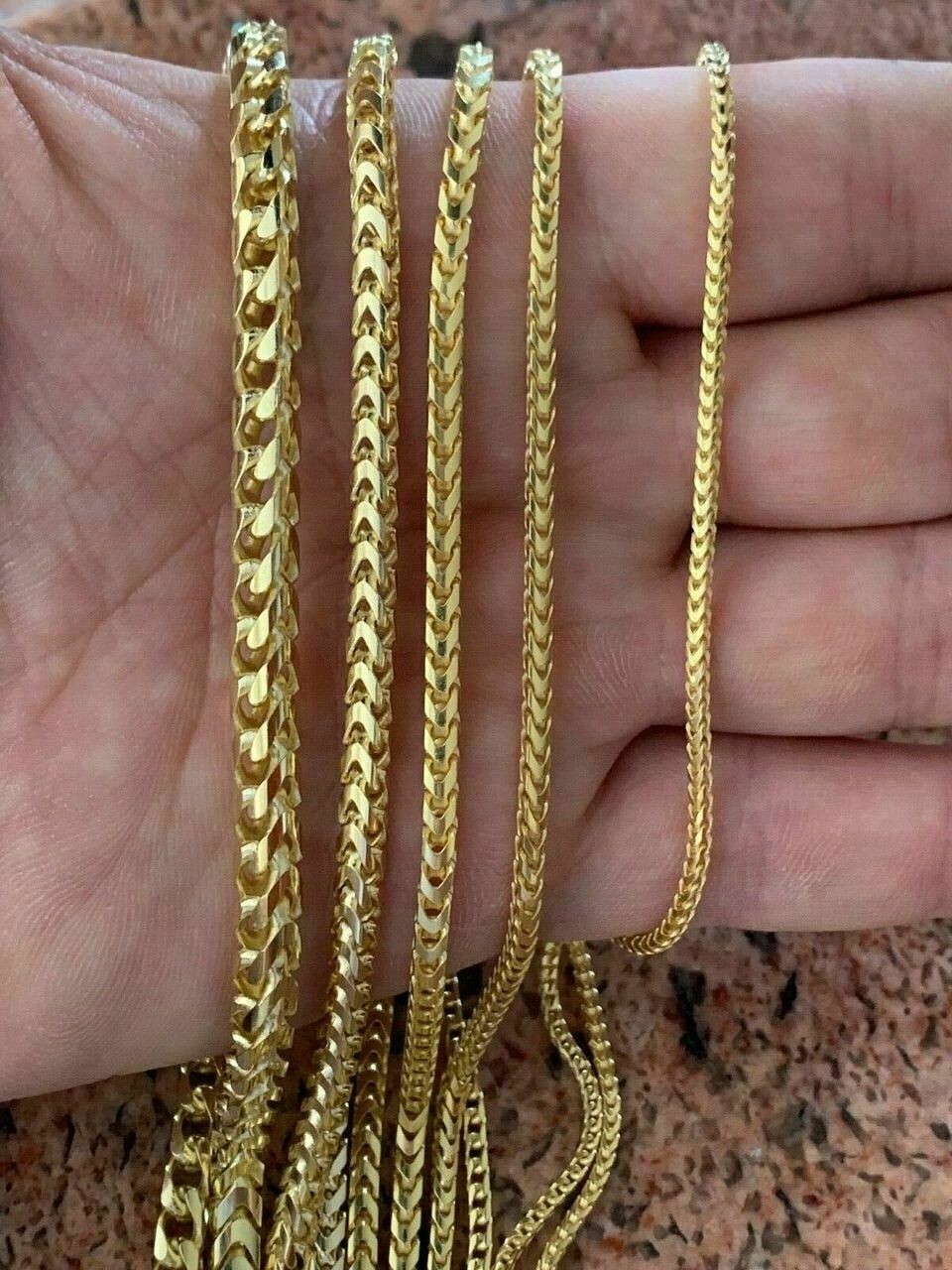 Men’s Real 14k Gold Plated Solid 925 Sterling Silver Franco Chain Necklace