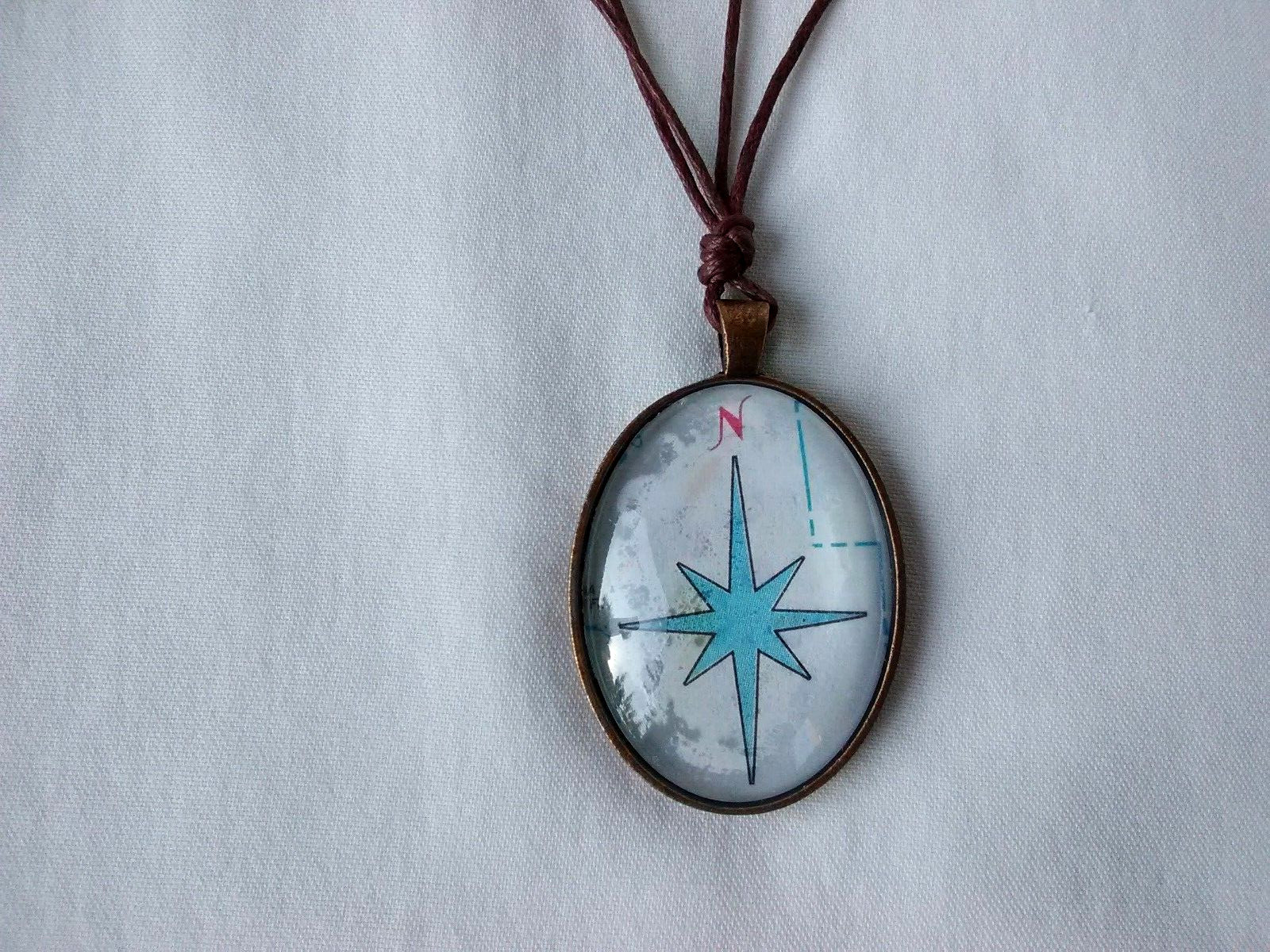 North Star 2″ Pendant Necklace 28″ Unisex Boho Jewelry USA Seller Gift
