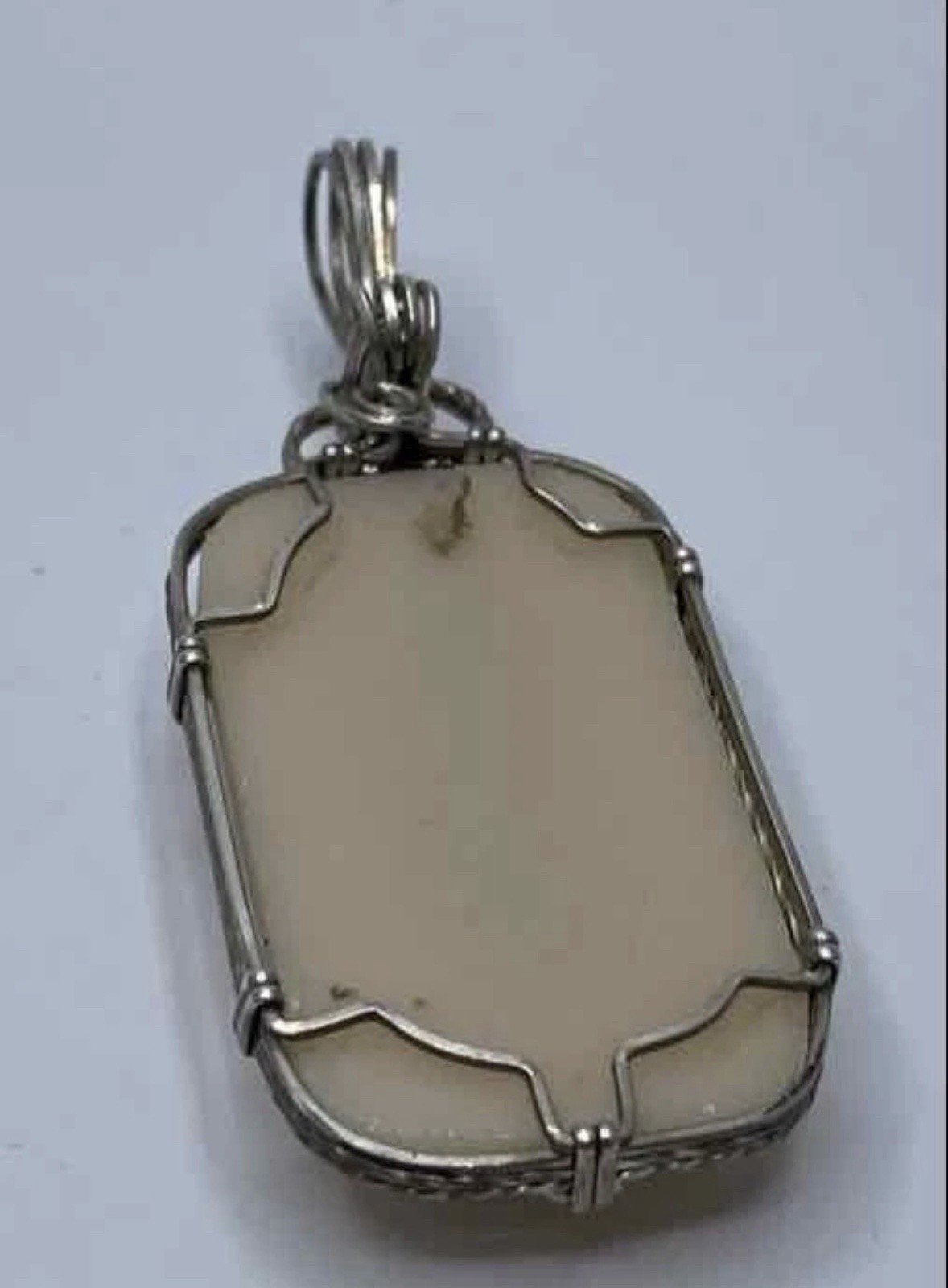 Sterling Silver Artisan Fused Glass Pendant | Handmade Wire Wrapped Stone